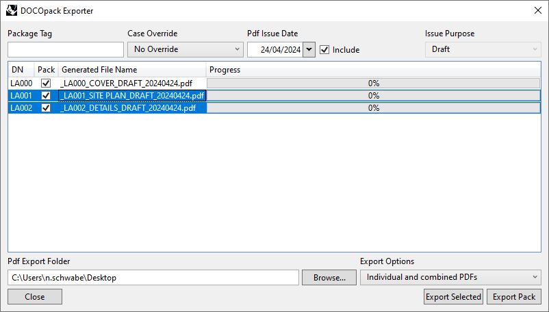 Pack Export Dialog